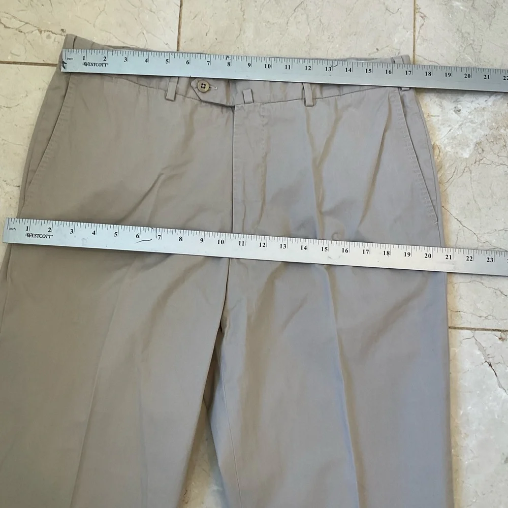 Ermenegildo Zegna Casual Khaki Trousers, 100% Cotton, Elegant Casual, Mens Sz 36